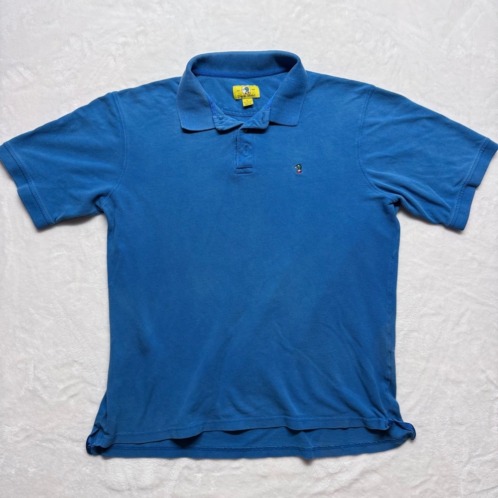 Duck Head Blue Cotton Polo Shirt Embroidered Duck Logo‎ Size L